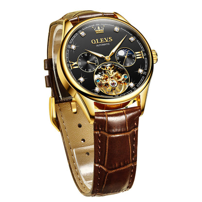 Supreme men's chronograph mechanical watch - black 360