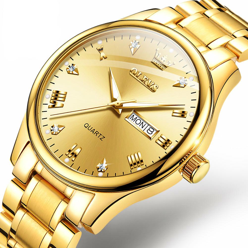 Lefimar OLEVS - Quartz Men's Watch - Stainless Steel Strap - Apollo - Gold