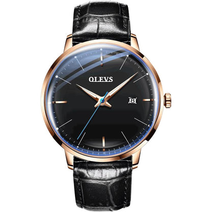 Muse mens watch - black - leather