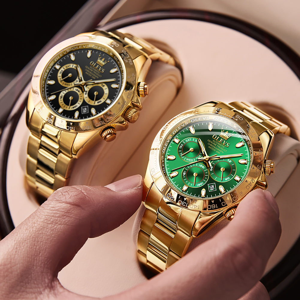 Vault men's chronograph mechanical watch - black and green