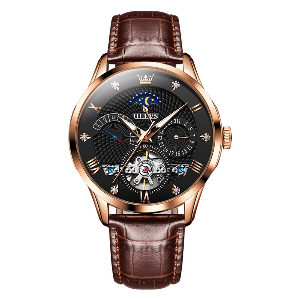 Phantom Space chronograph mechanical men's watch - black brown