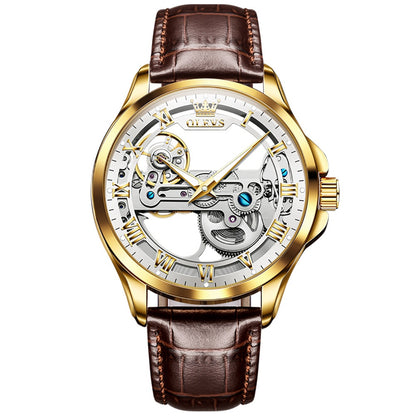 Hollow Perspective men's watch - silver and gold