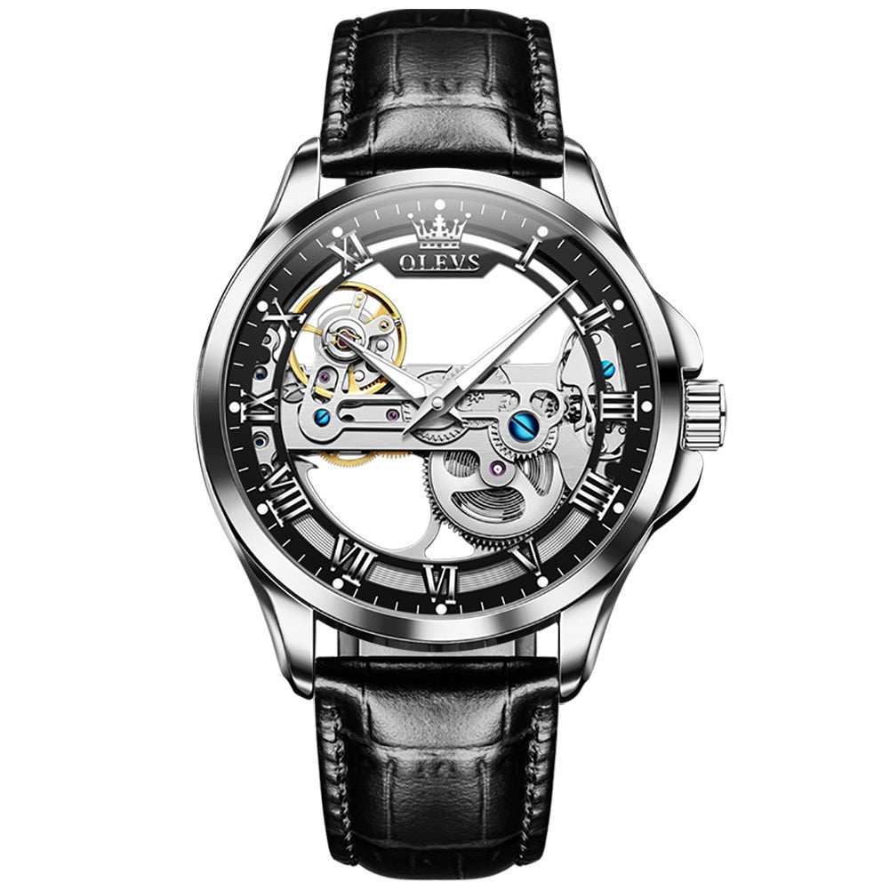 Hollow Perspective men's watch - black and silver