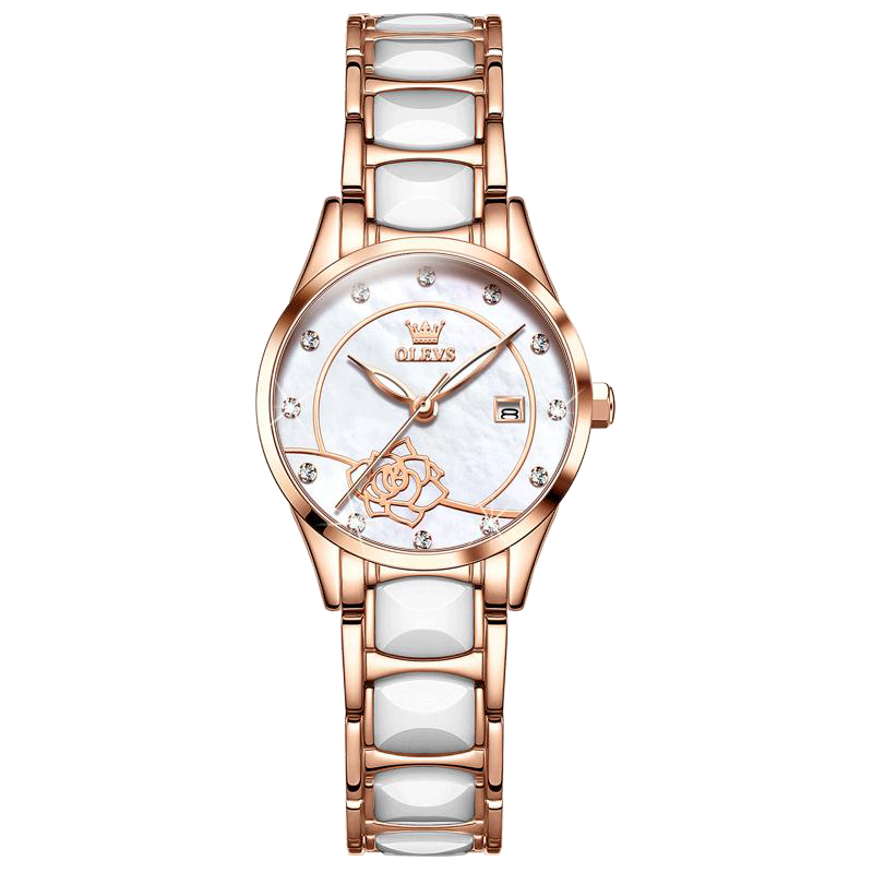 Rose women's quartz watch - white
