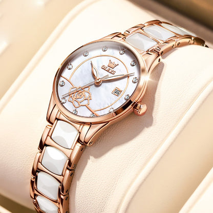 Rose women's quartz watch - white