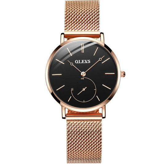 Waxing Gibbous women's quartz watch - black