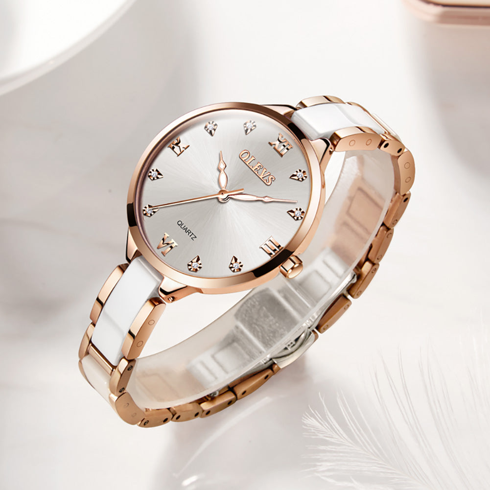 Royal Checkers women's quartz watch - white