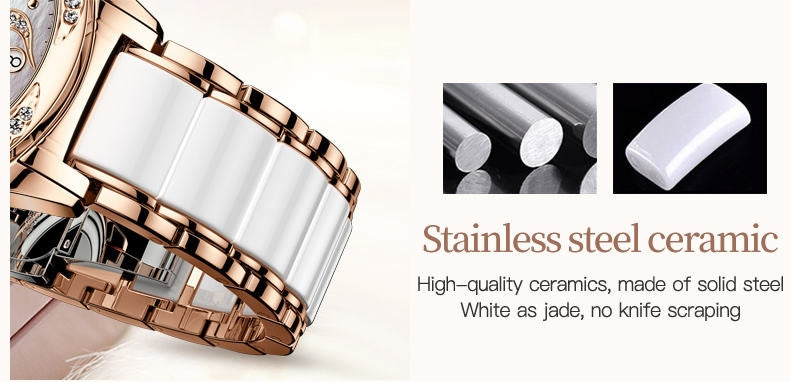 Lefimar OLEVS Women's Watch - Stainless Steel Ceramic Strap Amore